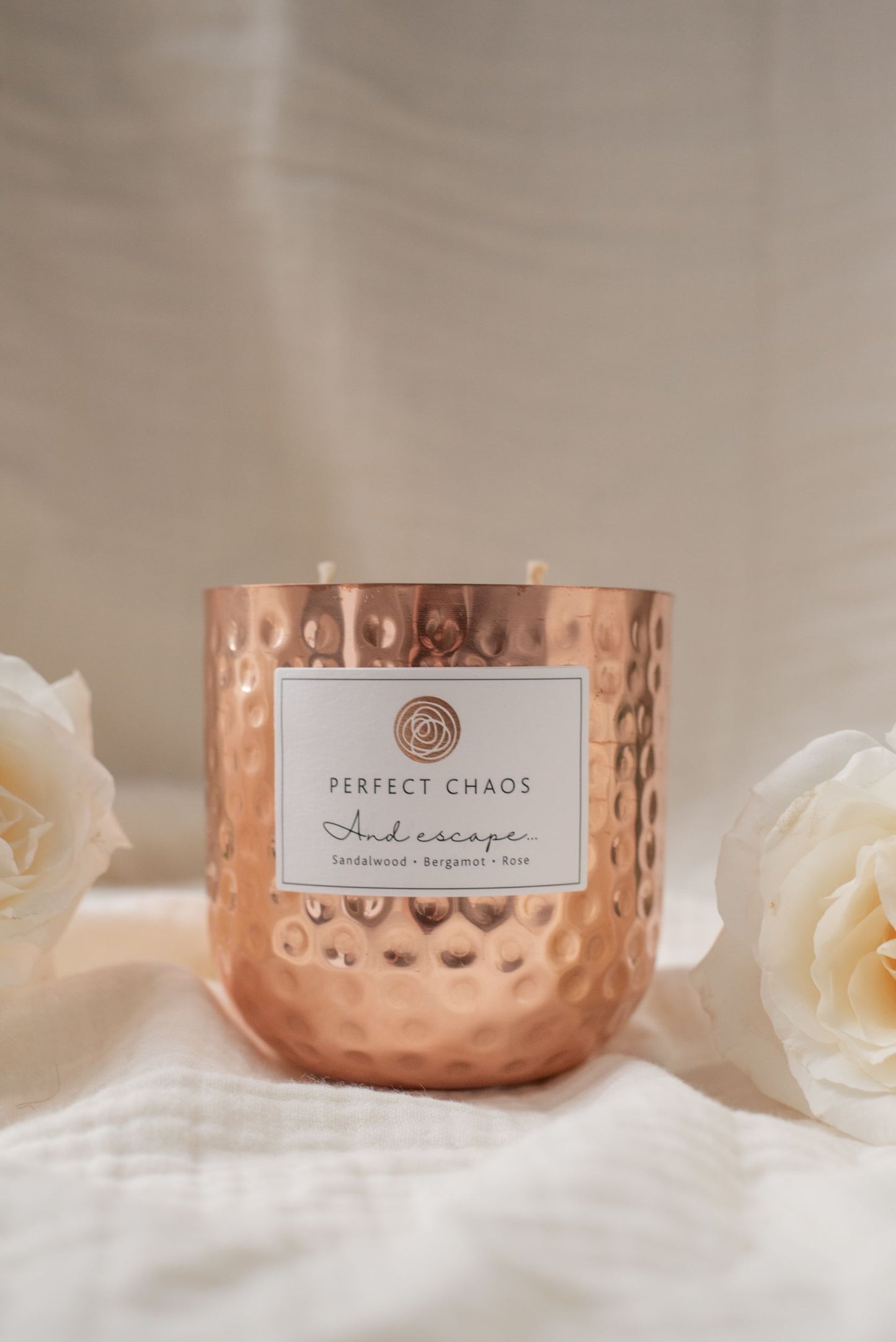 Large Dimpled Copper Candle - And Escape