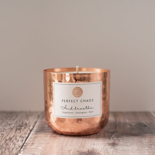 Medium Copper Dimpled Candle - And Breathe