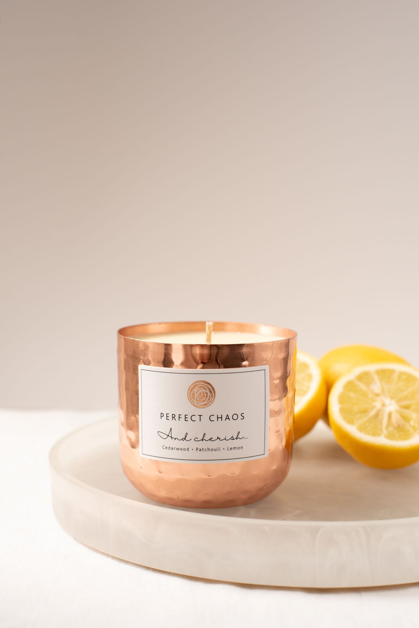 Medium Copper Dimpled Candle - And Cherish