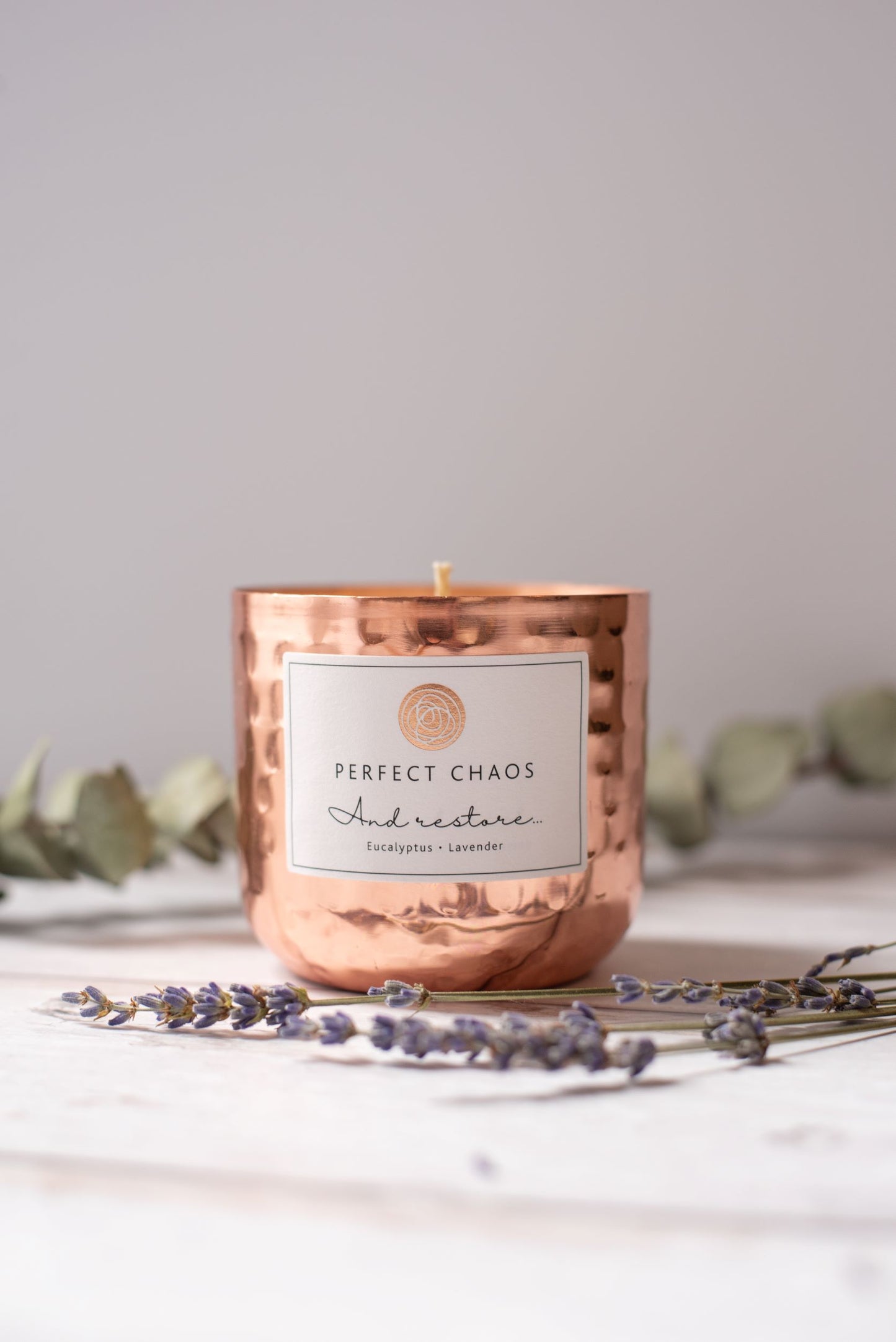 Medium Copper Dimpled Candle - And Restore