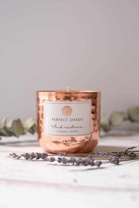 Medium Copper Dimpled Candle - And Restore