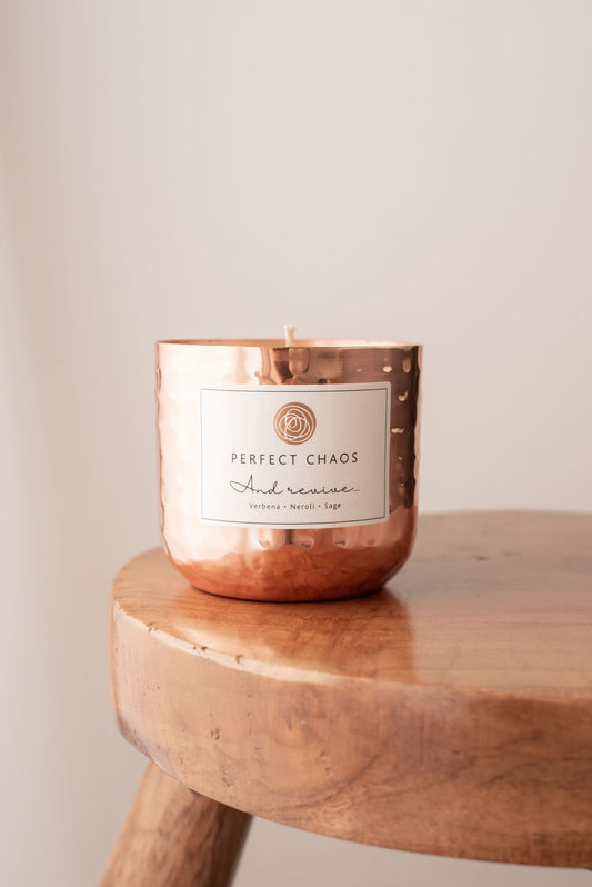 Medium Copper Dimpled Candle - And Revive