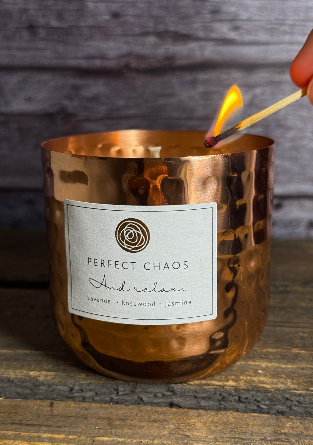 Copper Dimpled Candle - And Relax