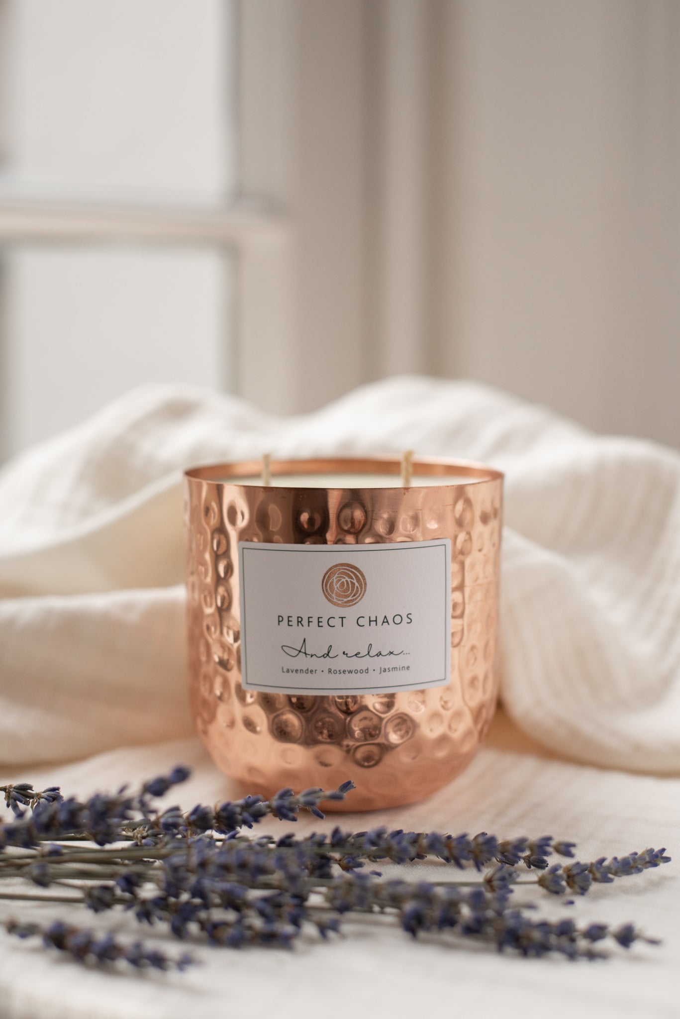 Copper Dimpled Candle - And Relax