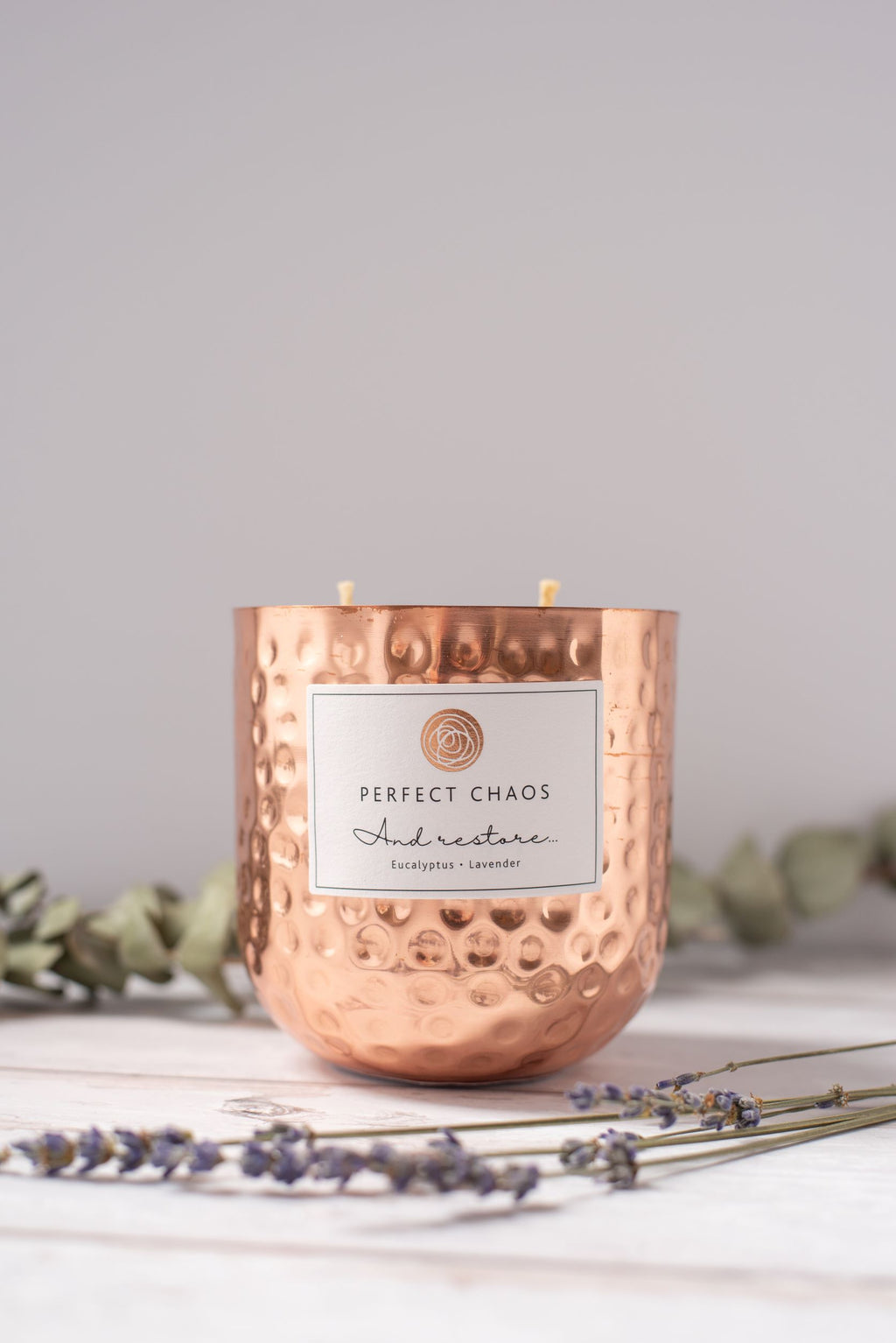 Large Dimpled Copper Candle 10cm - And Unwind