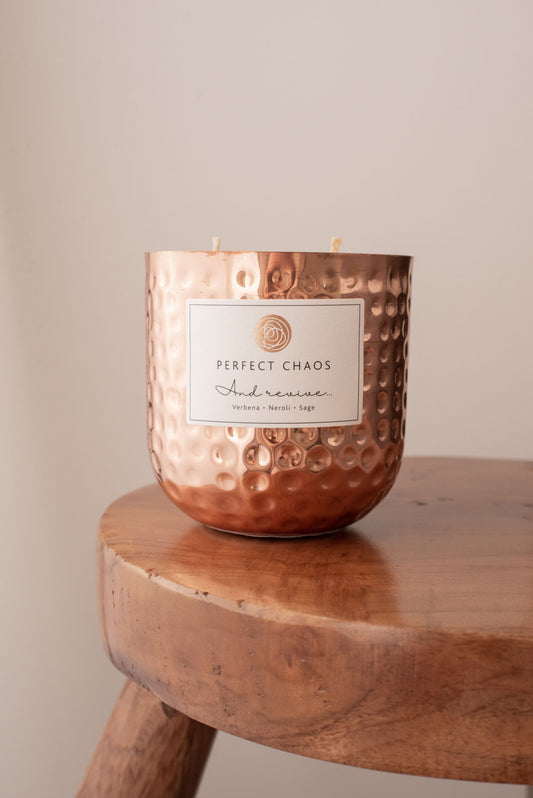 Large Dimpled Copper Candle - And Revive