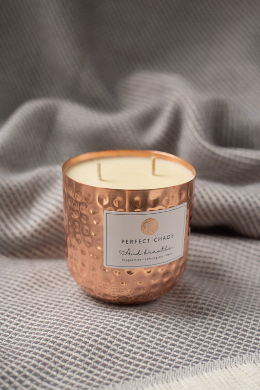 Large Dimpled Copper Candle - And Breathe