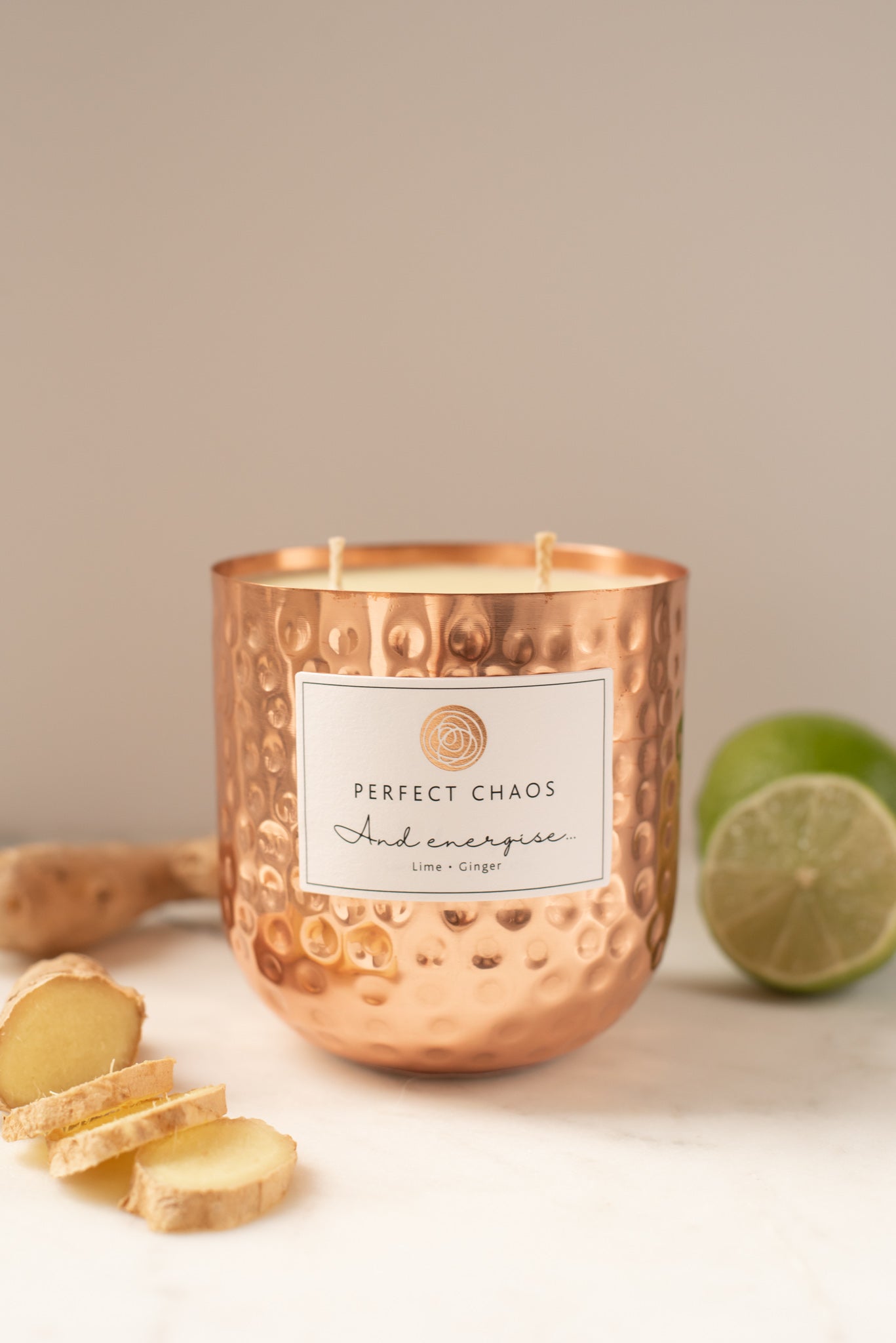 Large Dimpled Copper Candle - And Enjoy