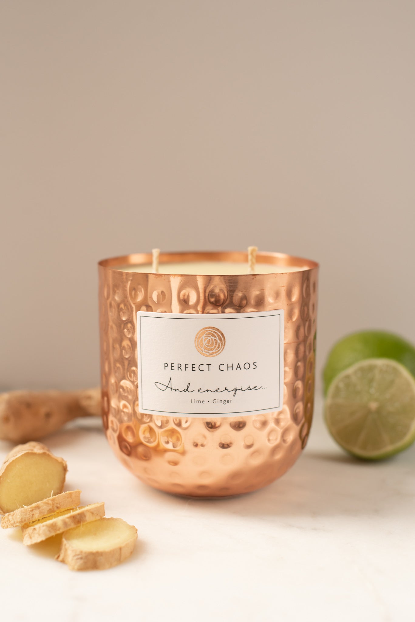 Large Dimpled Copper Candle 10cm- And Enjoy