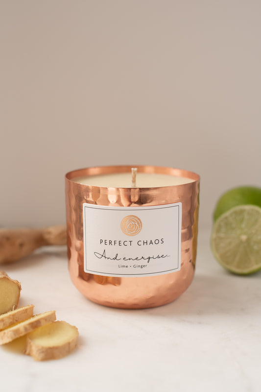 Medium Copper Dimpled Candle - And Energise