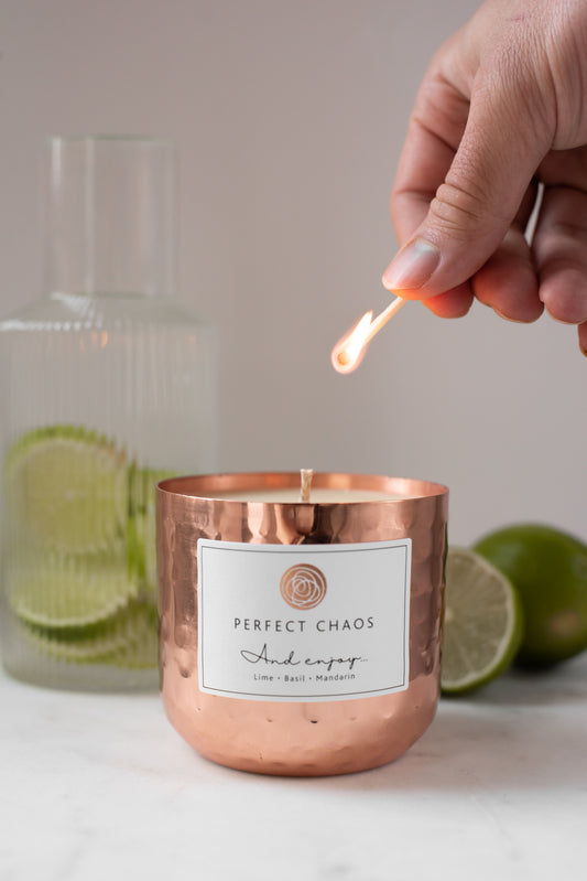 Medium Copper Dimpled Candle - And Enjoy