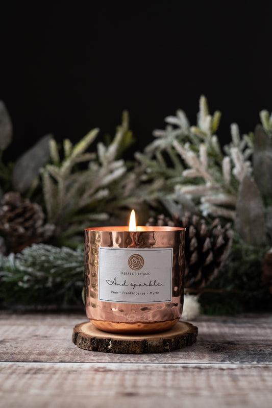 Medium Copper Dimpled Candle - And Sparkle
